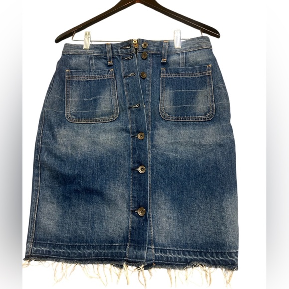 rag & bone size 28 front “open buttons” Blue Denim Skirt EUC - Picture 1 of 14